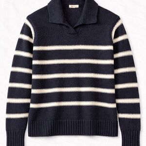 Levi’s Navy & Cream Striped Cotton Sweater | Classic Crewneck | Size S